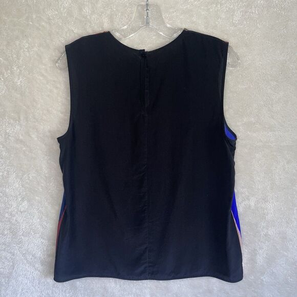Diane Von Furstenberg Sleeveless Silk Colorful Top M Natural Classic Blouse - Picture 3 of 9
